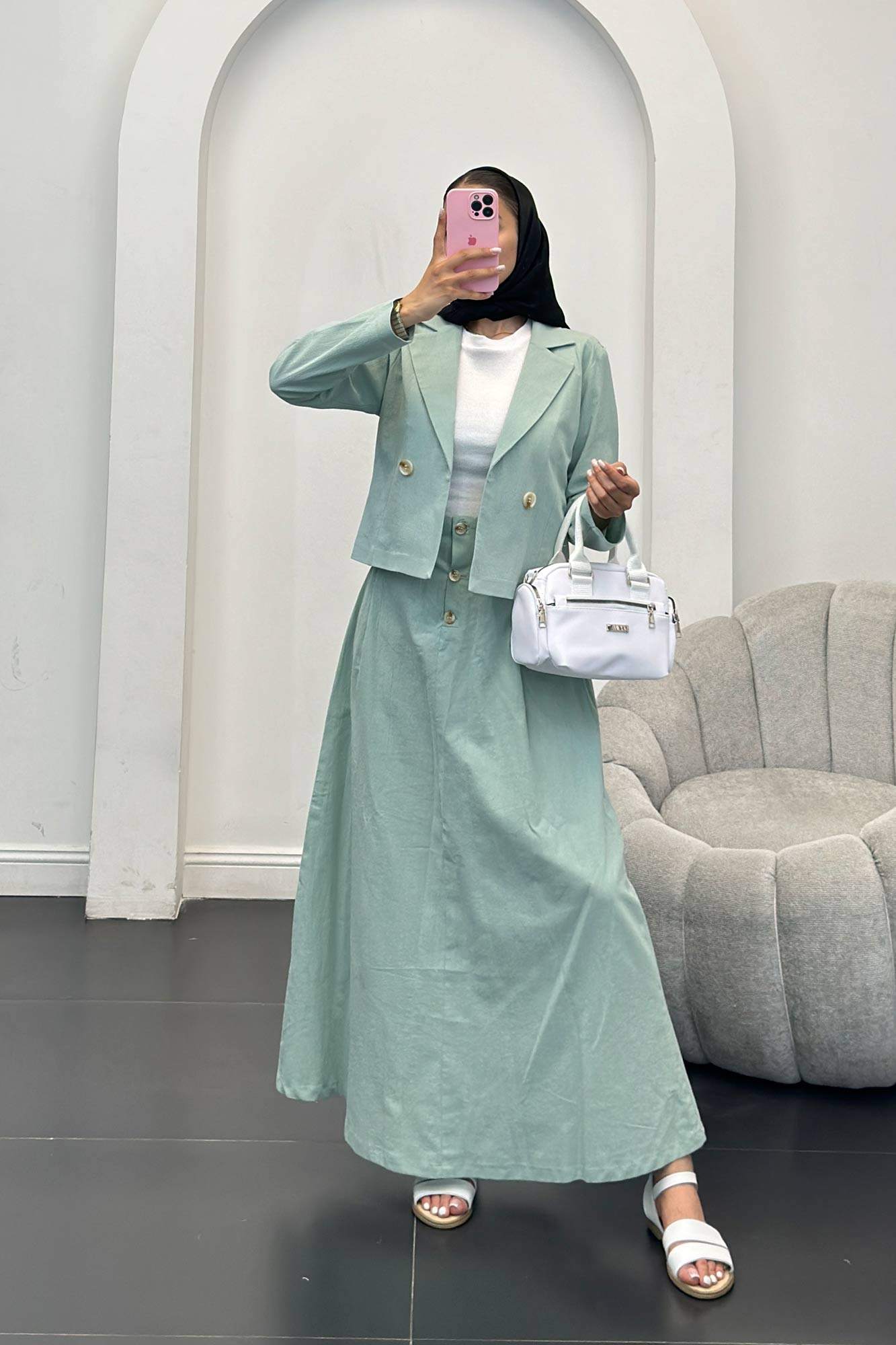 ست کت و دامن لینن لاوین