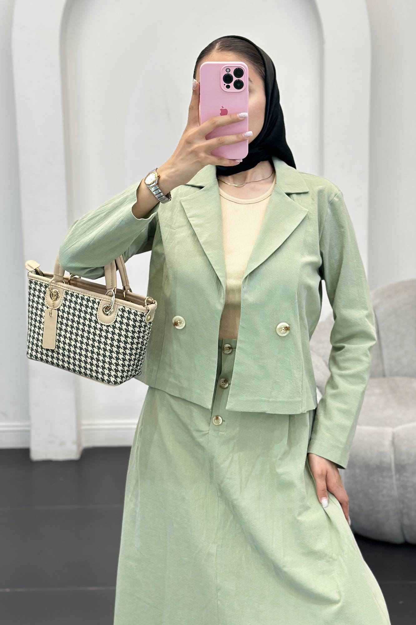 ست کت و دامن لینن لاوین