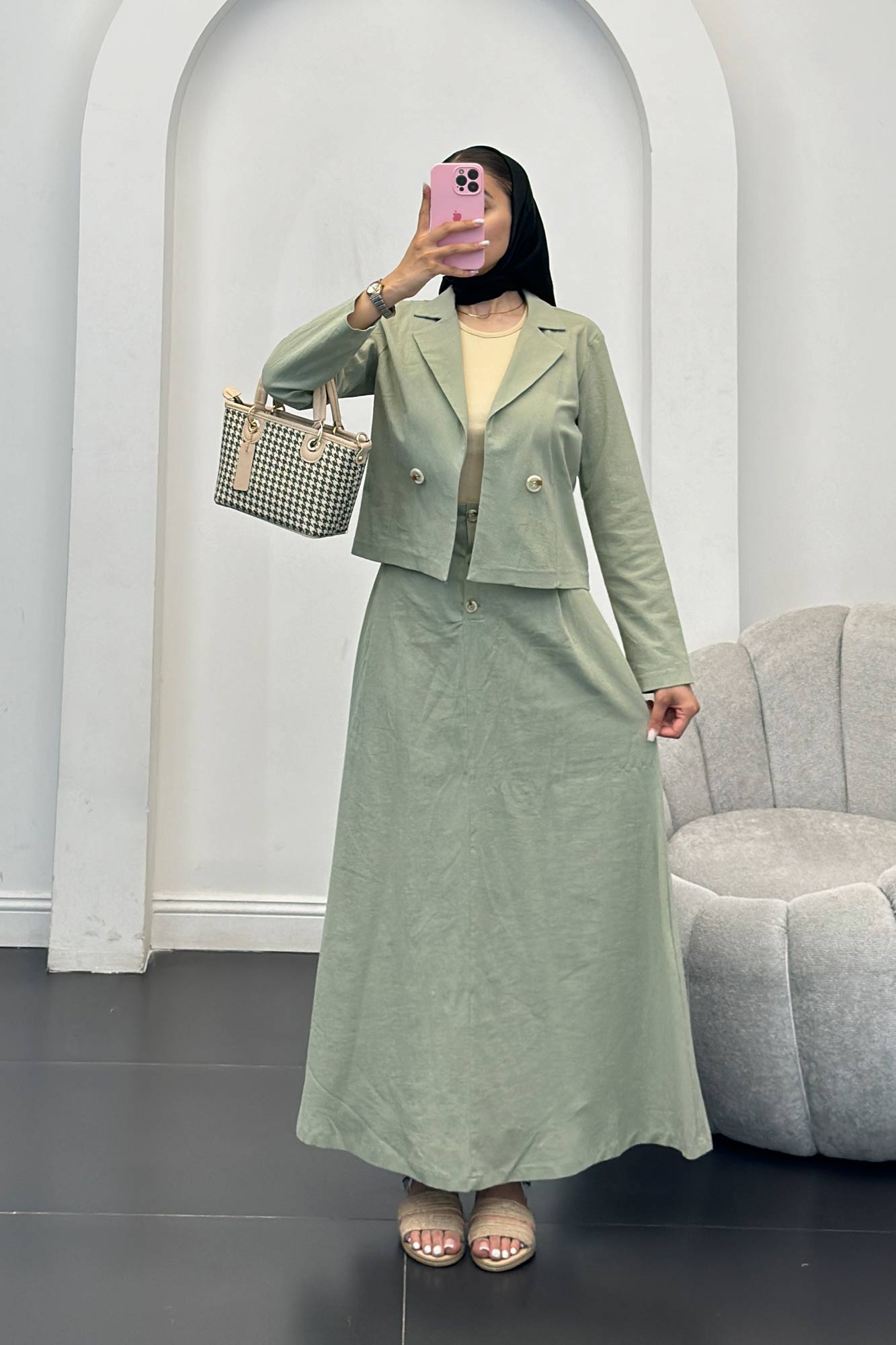 ست کت و دامن لینن لاوین