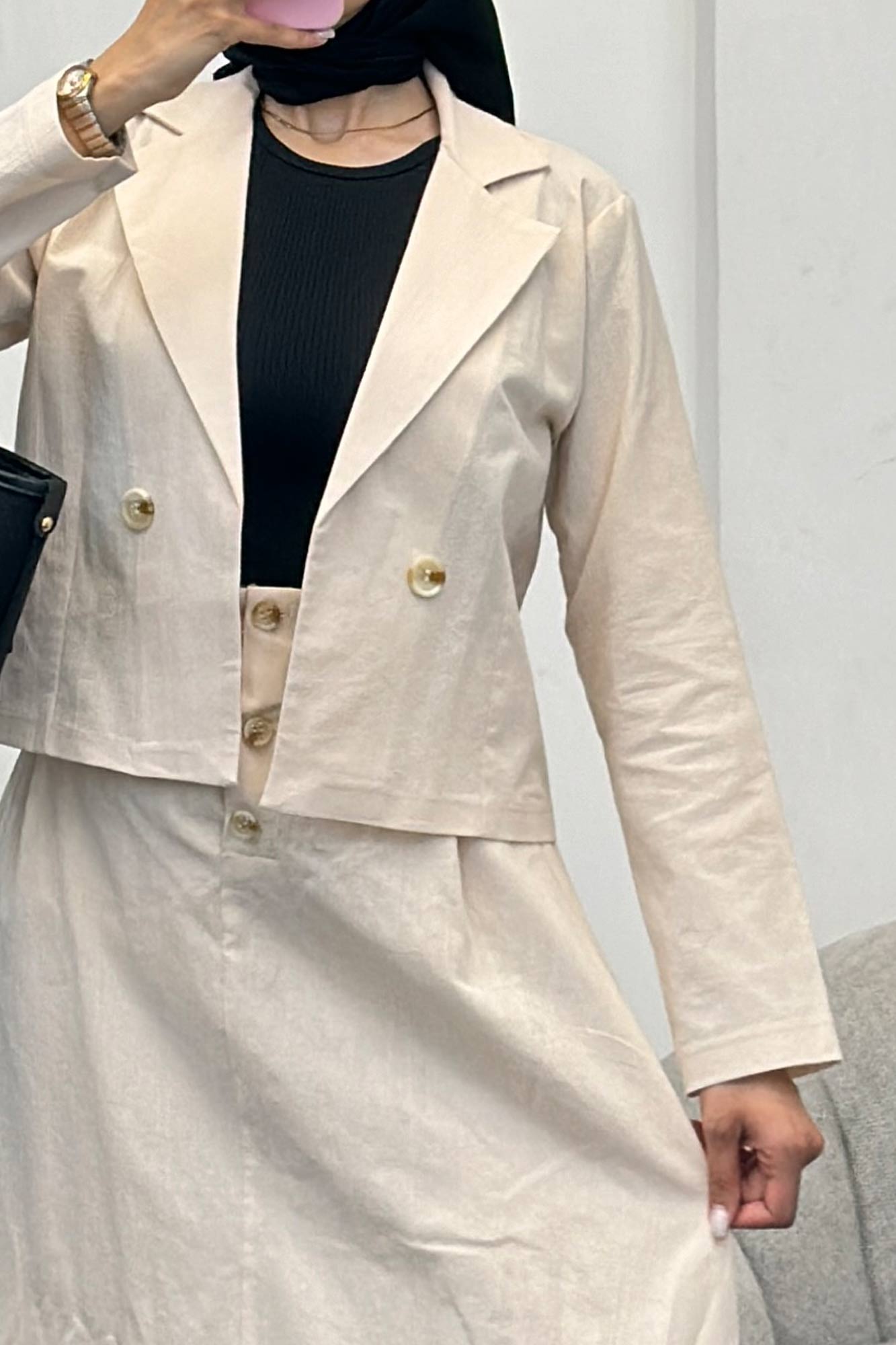 ست کت و دامن لینن لاوین