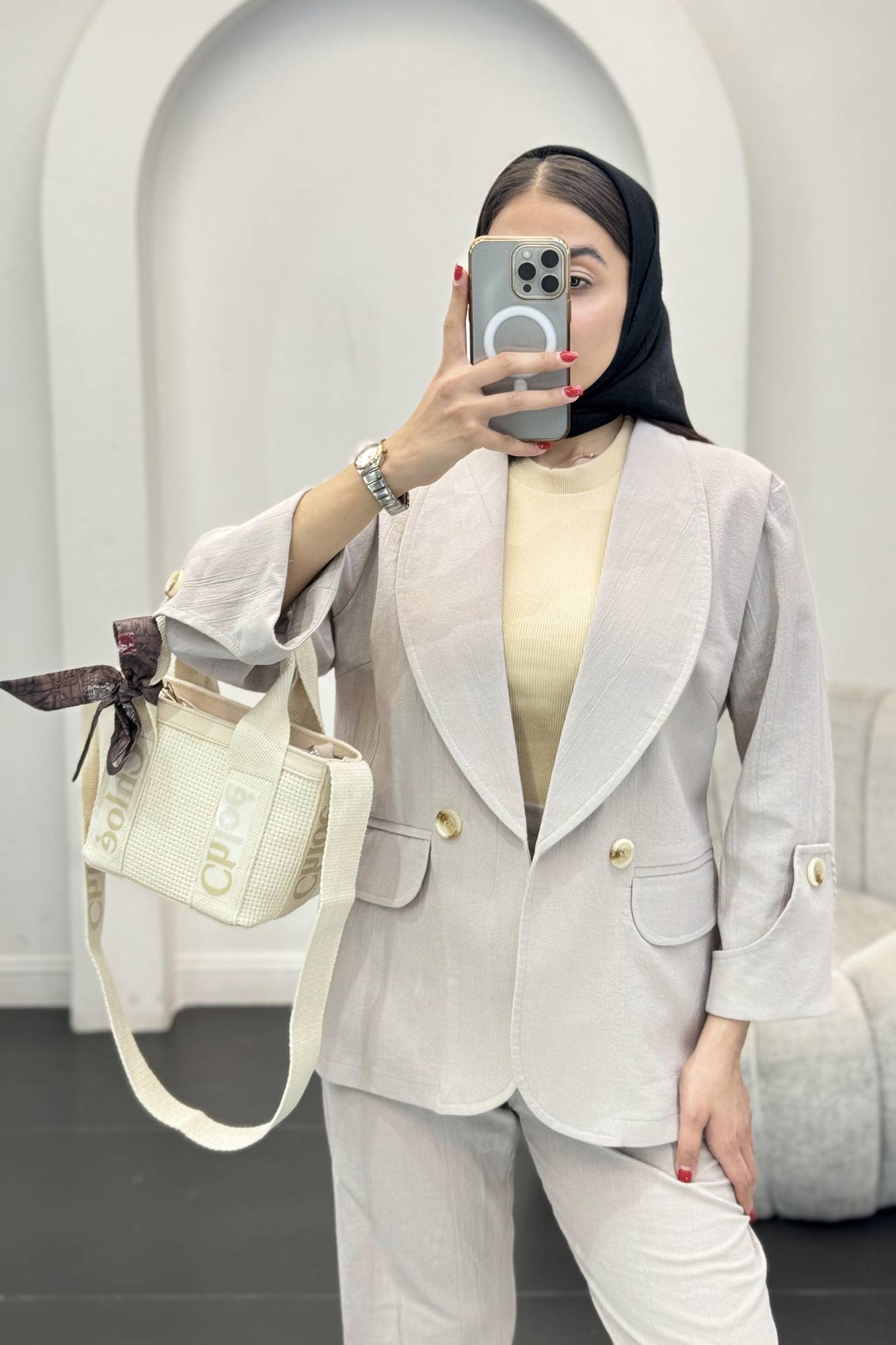 ست کت و شلوار یقه آرشال شکوفه