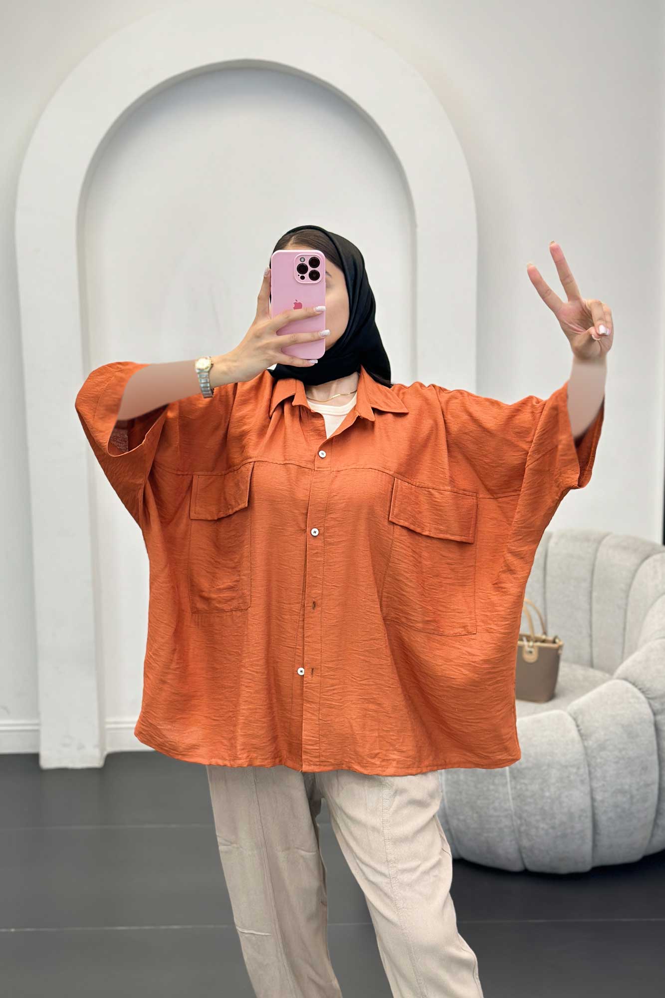 شومیز کیمونو دوجیب پاکتی کرسپو پانیذ