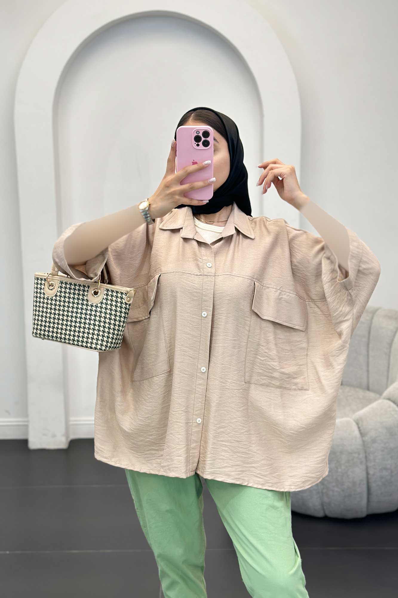 شومیز کیمونو دوجیب پاکتی کرسپو پانیذ