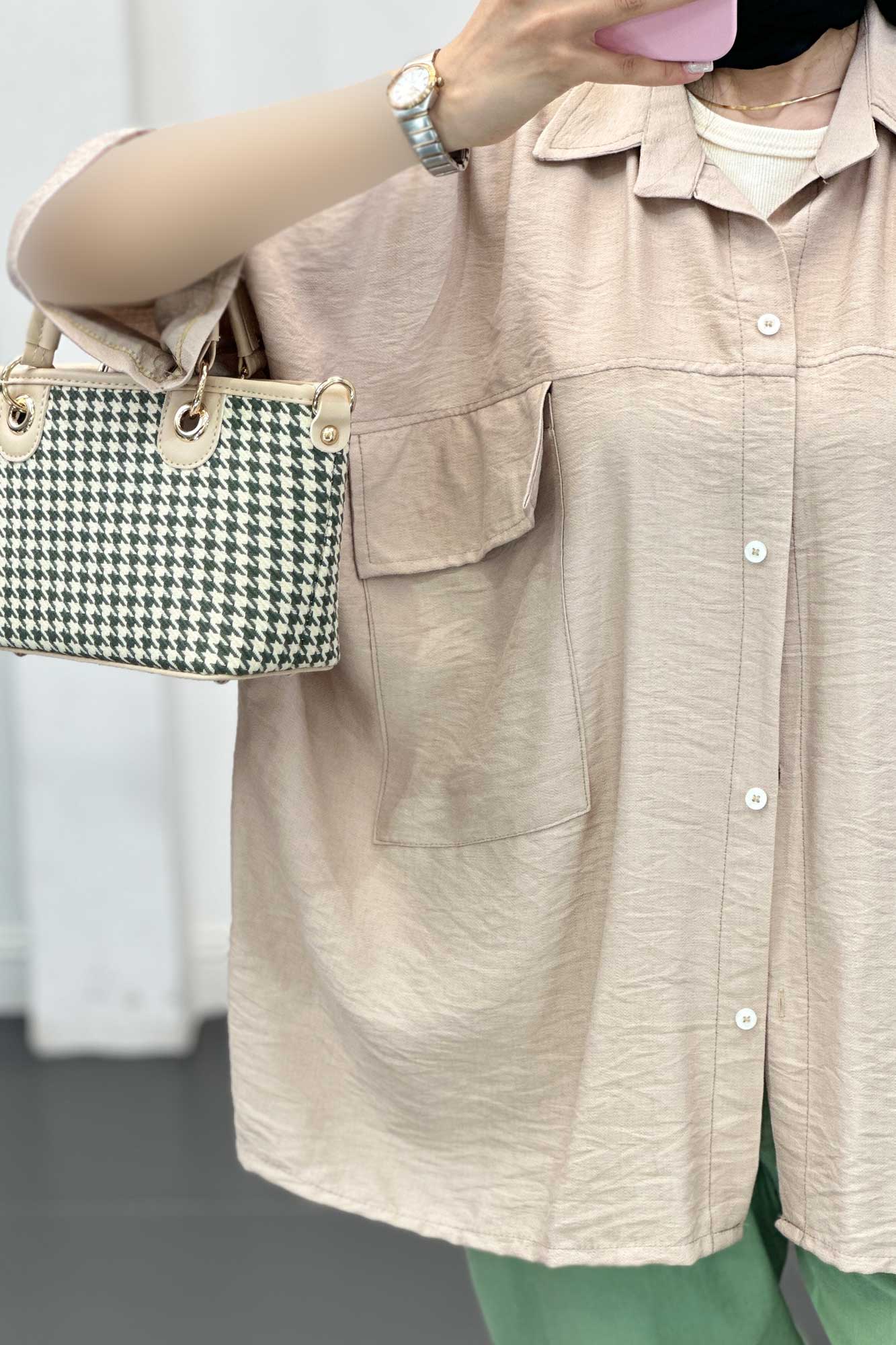 شومیز کیمونو دوجیب پاکتی کرسپو پانیذ