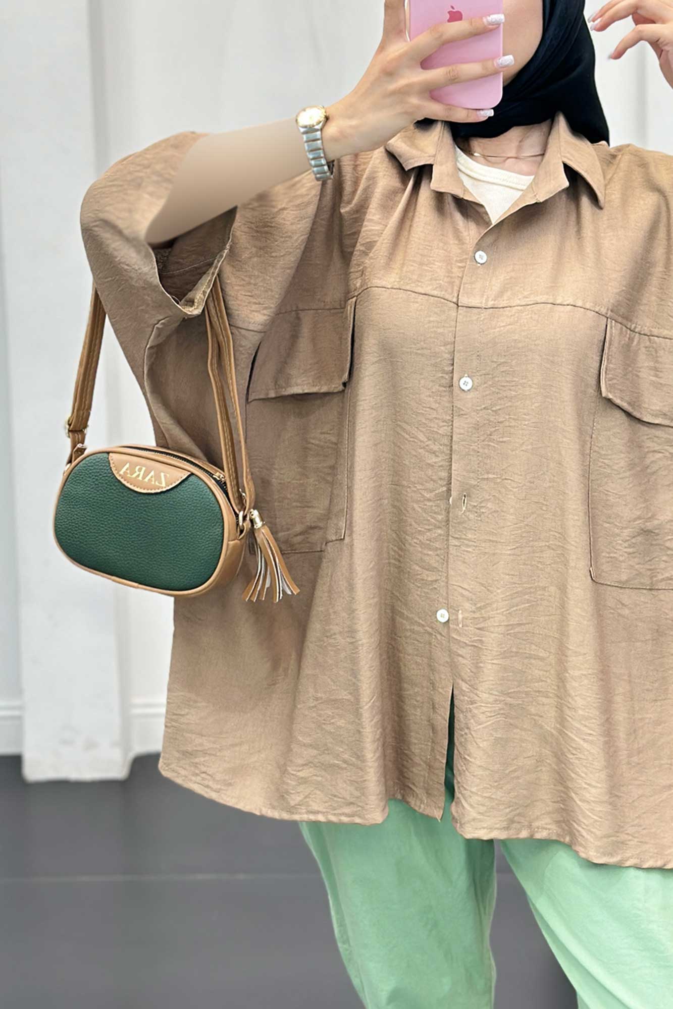 شومیز کیمونو دوجیب پاکتی کرسپو پانیذ