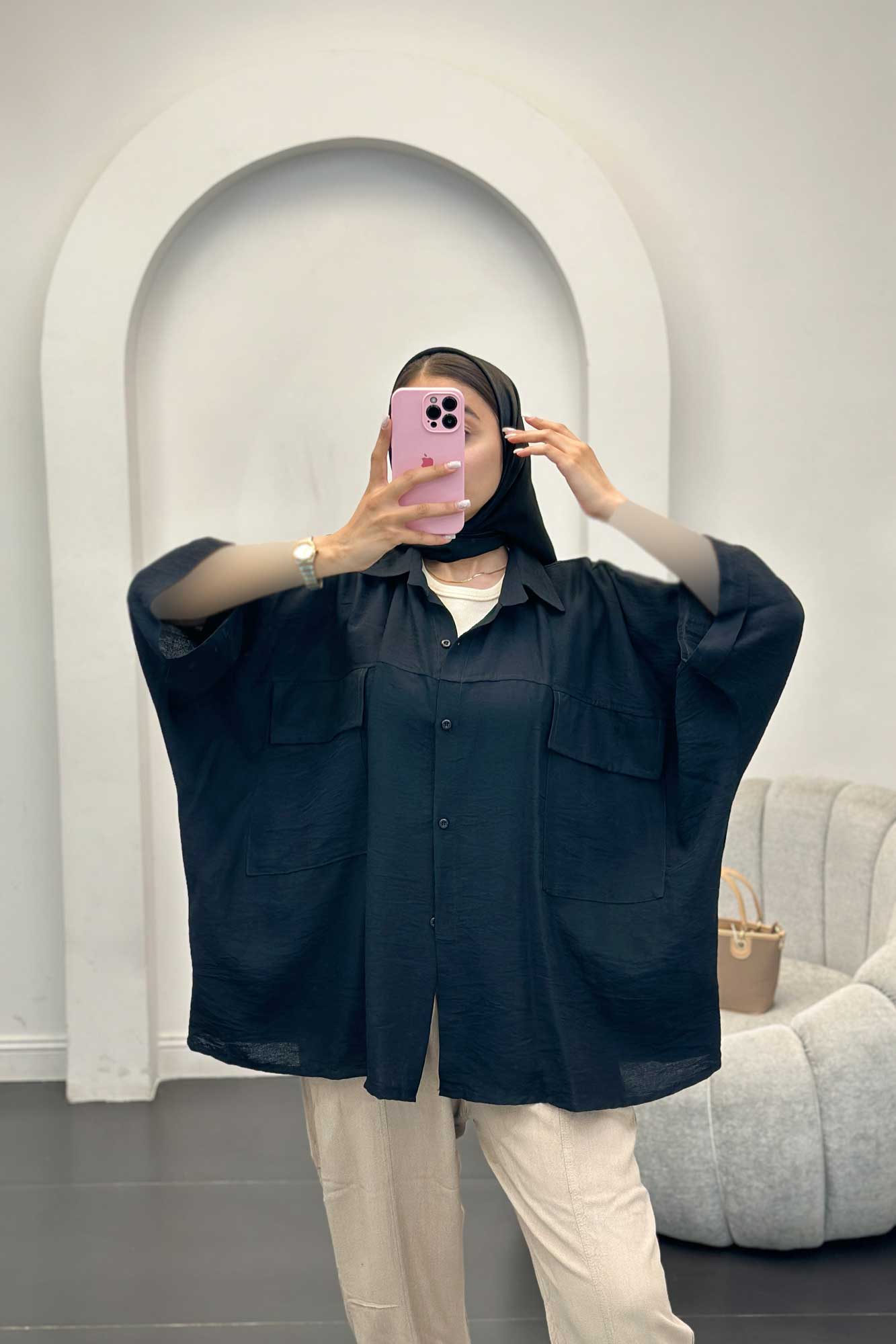 شومیز کیمونو دوجیب پاکتی کرسپو پانیذ