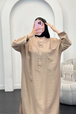 مانتو کفتان بابوس تک جیب بغل چاکدار