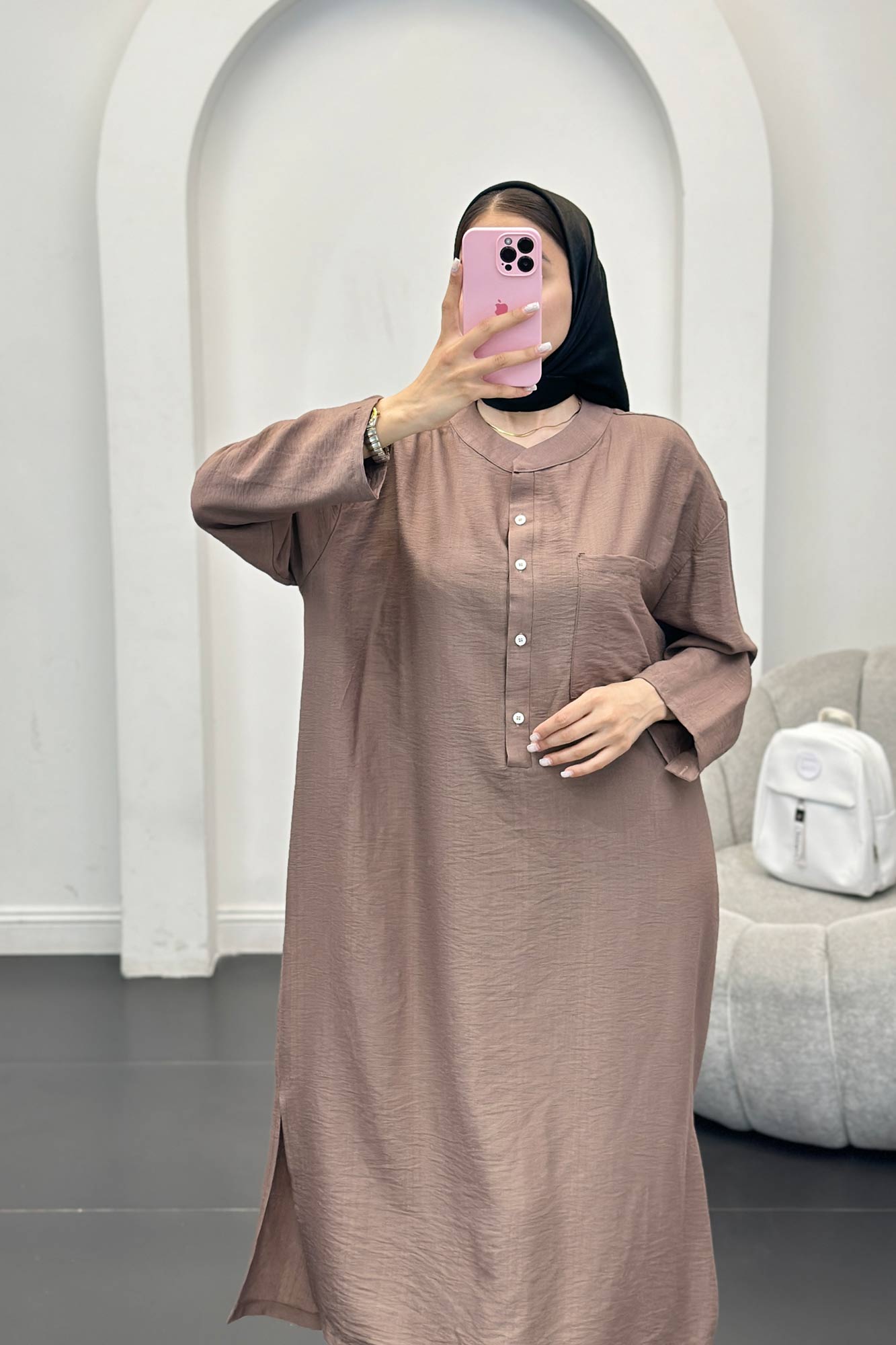 مانتو کفتان بابوس تک جیب بغل چاکدار