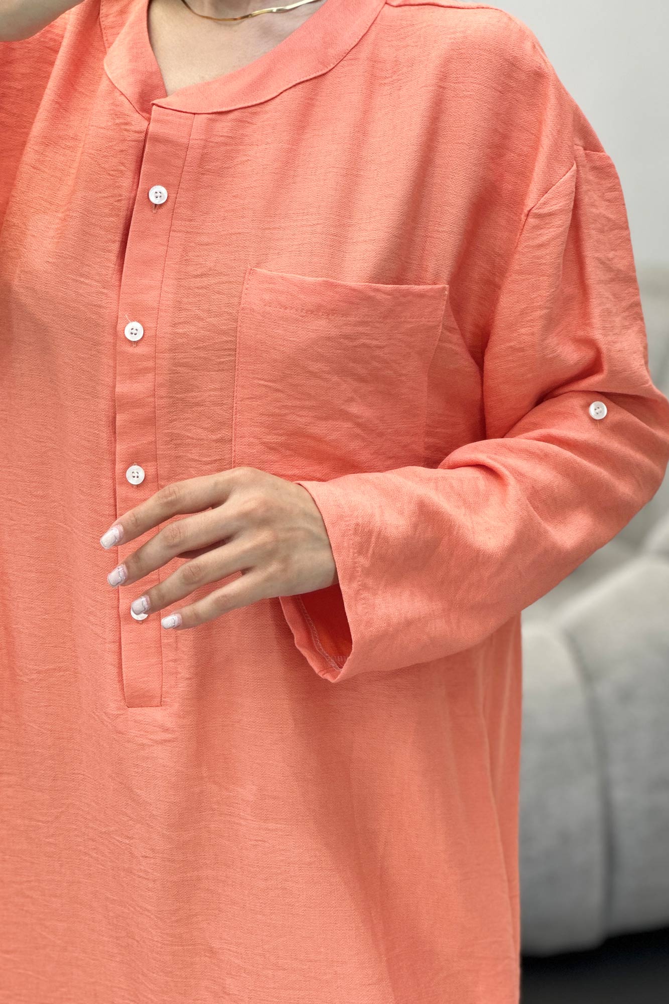 مانتو کفتان بابوس تک جیب بغل چاکدار