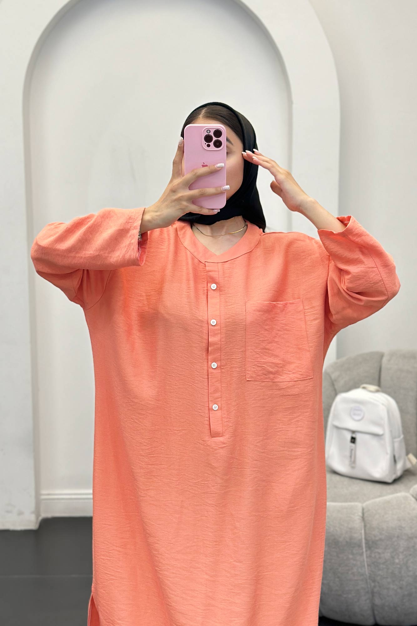 مانتو کفتان بابوس تک جیب بغل چاکدار