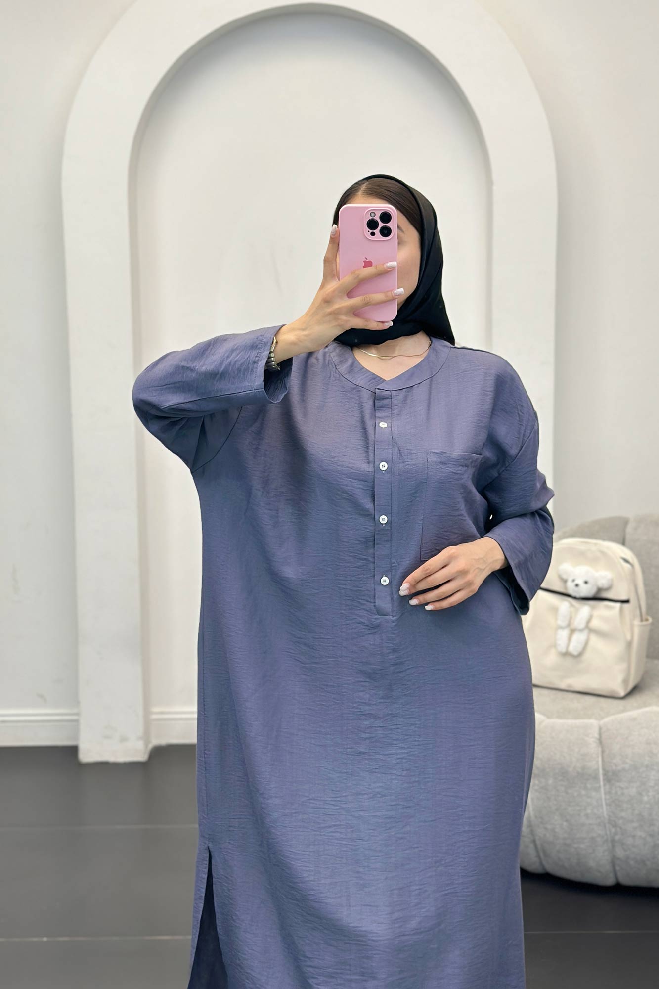 مانتو کفتان بابوس تک جیب بغل چاکدار