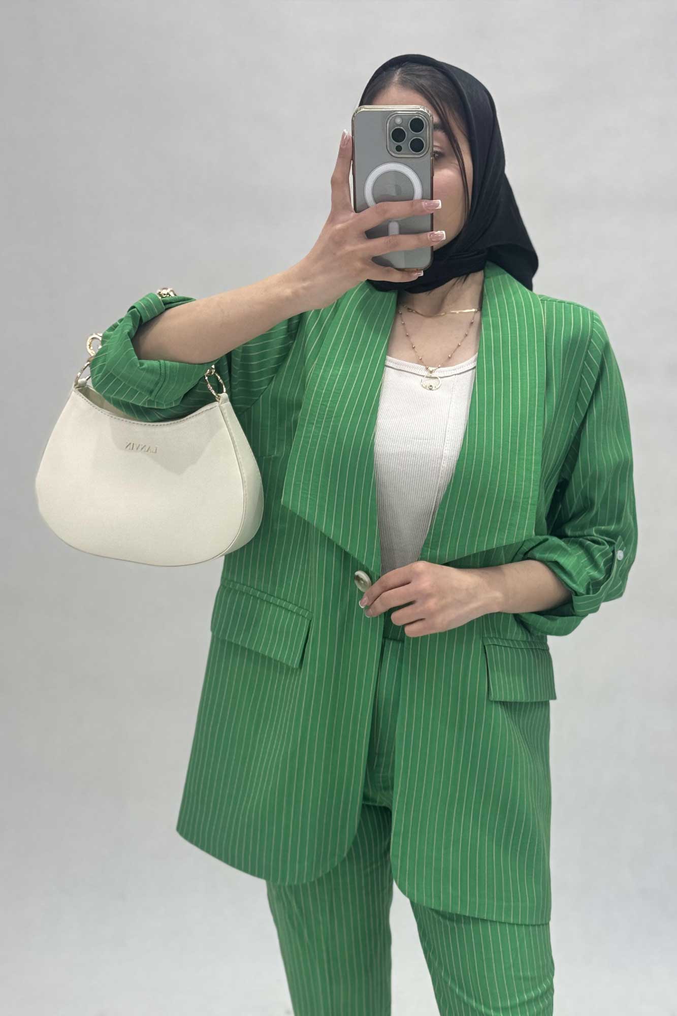 کت آستین پاگون دار راه راه شانتون