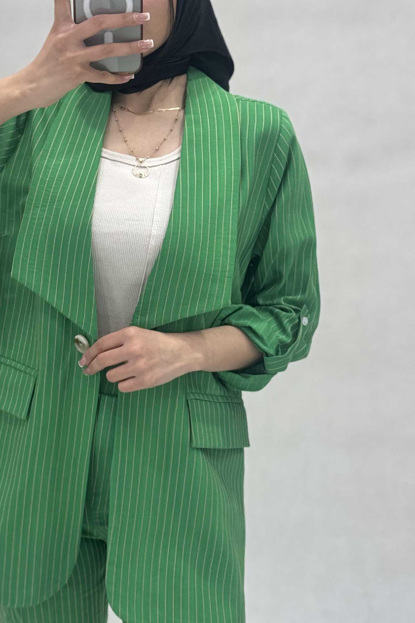 کت آستین پاگون دار راه راه شانتون