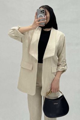 کت آستین پاگون دار راه راه شانتون