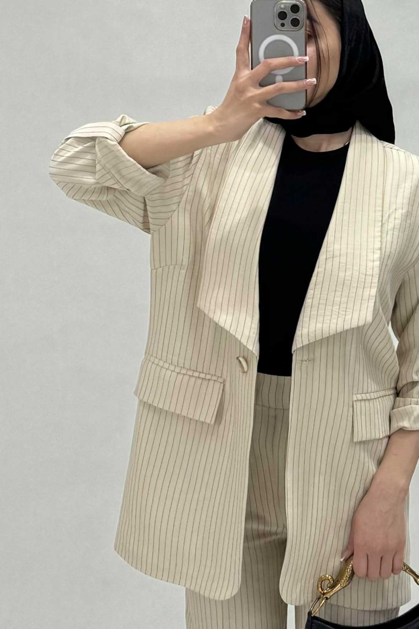 کت آستین پاگون دار راه راه شانتون