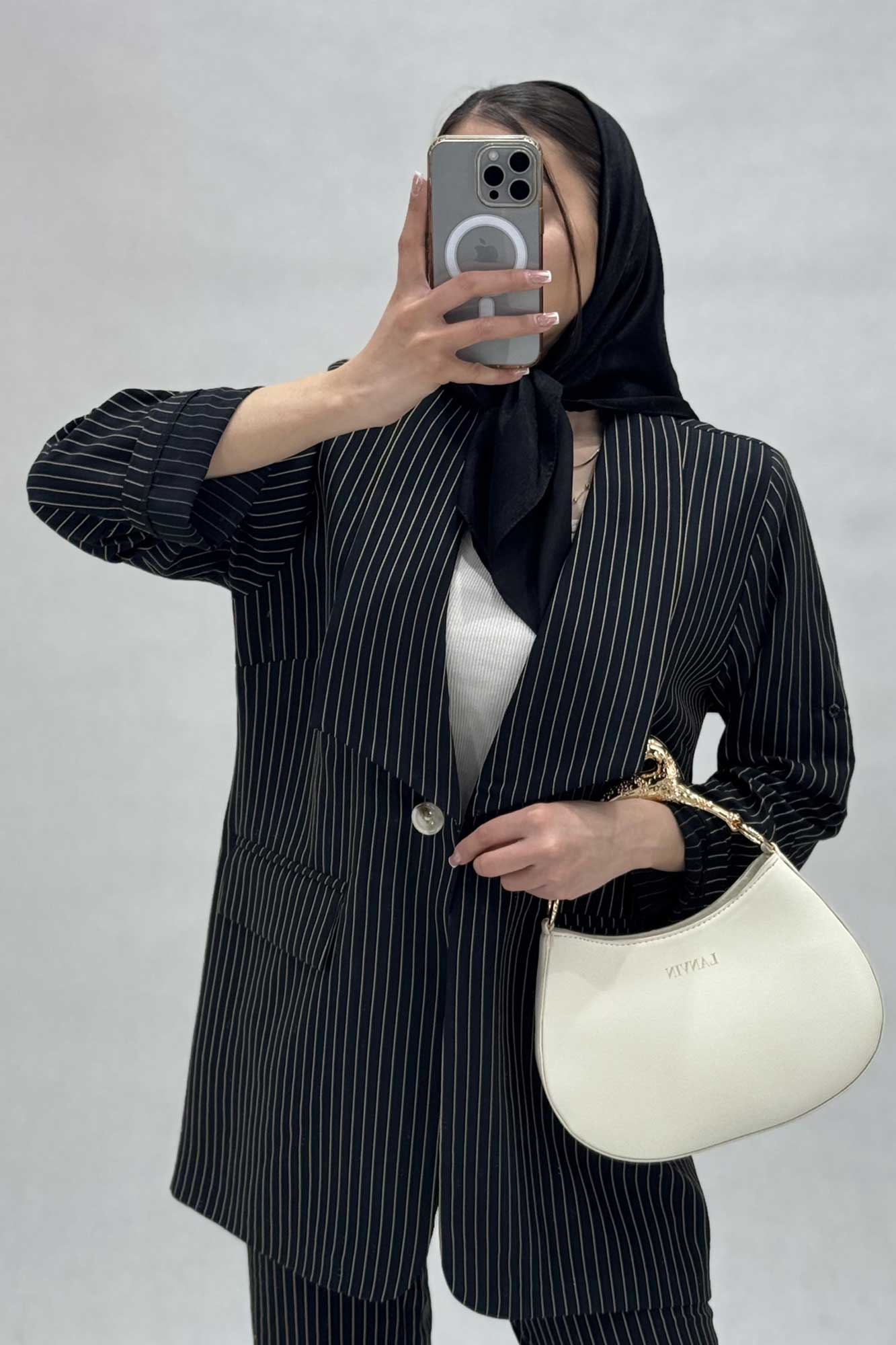 کت آستین پاگون دار راه راه شانتون