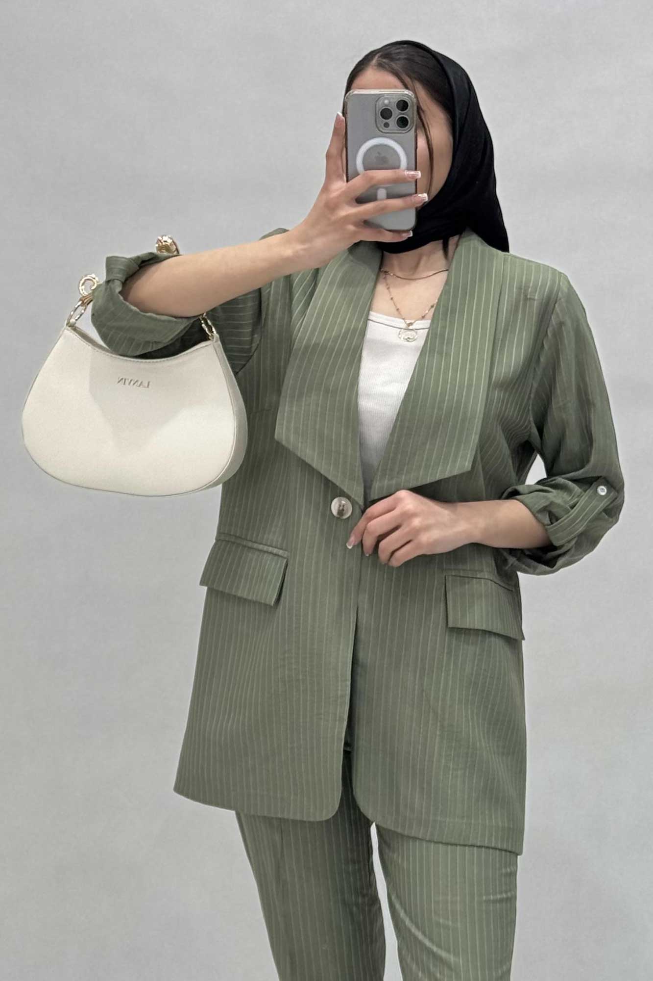 کت آستین پاگون دار راه راه شانتون