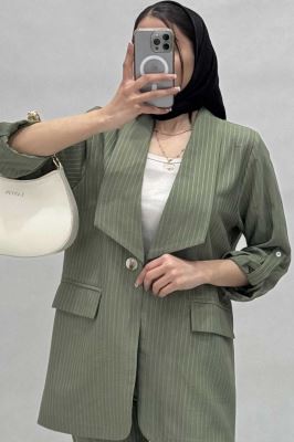 کت آستین پاگون دار راه راه شانتون