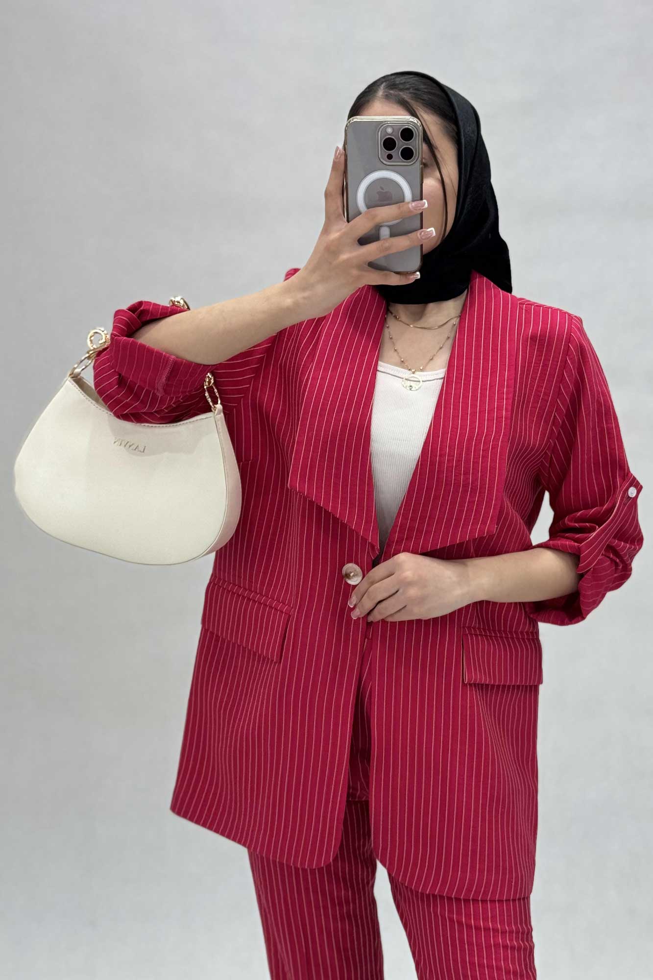 کت آستین پاگون دار راه راه شانتون