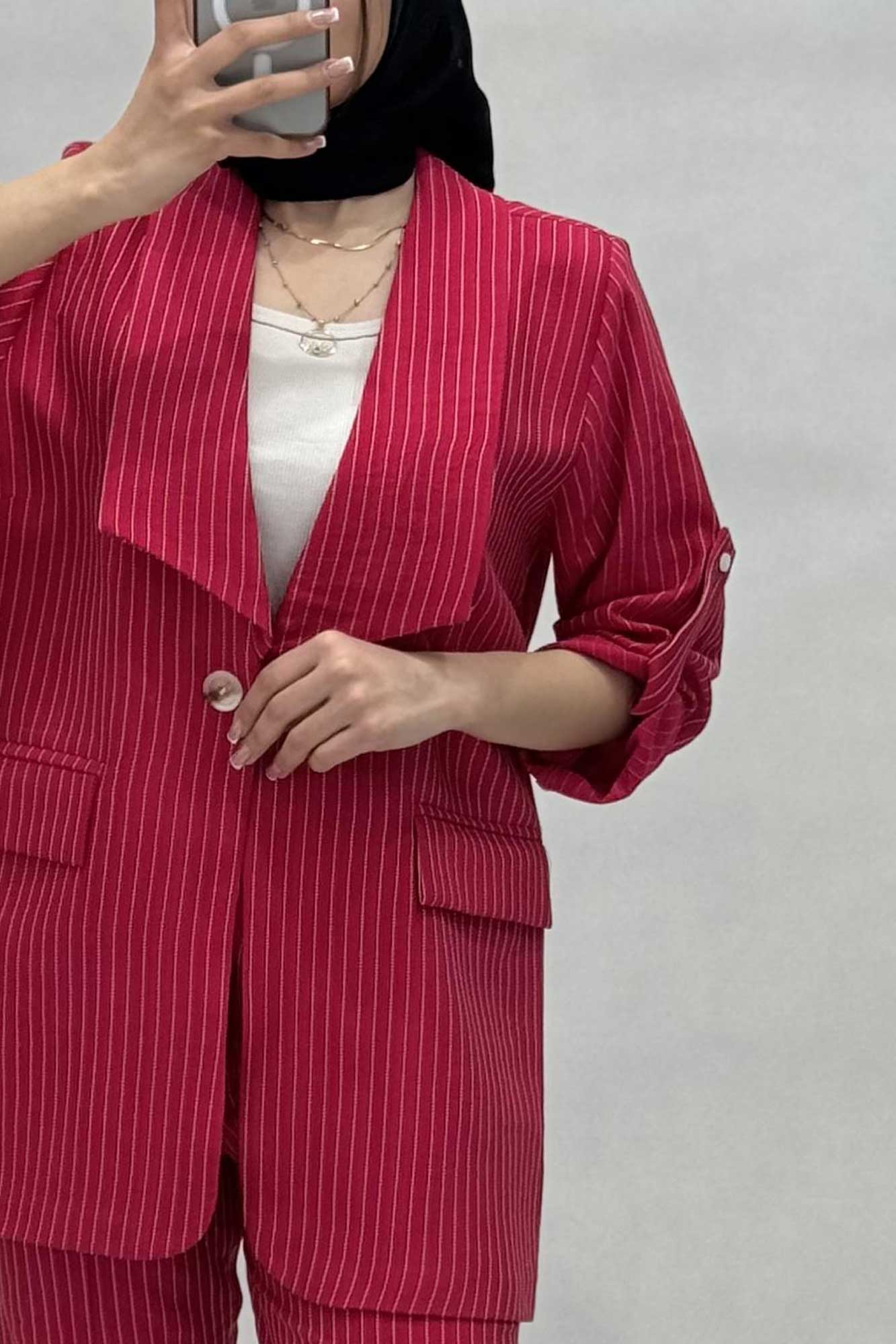 کت آستین پاگون دار راه راه شانتون