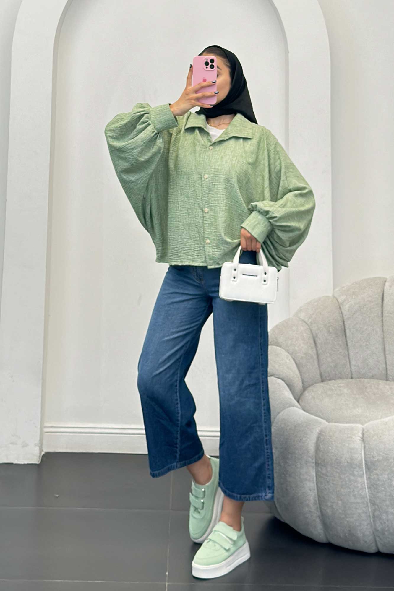 شومیز شانتون برفکی خفاشی