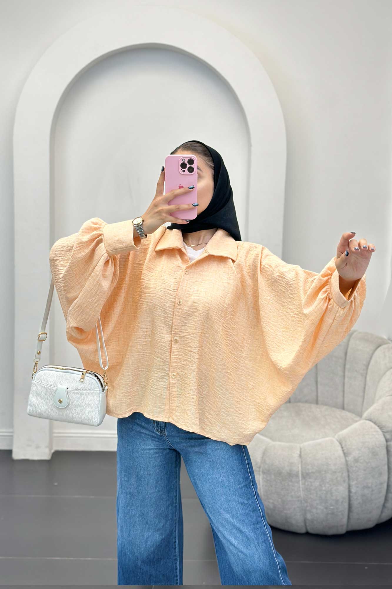 شومیز شانتون برفکی خفاشی