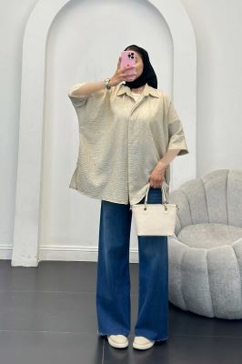 شومیز شانتون برفکی آستین پاکتی مرینوس