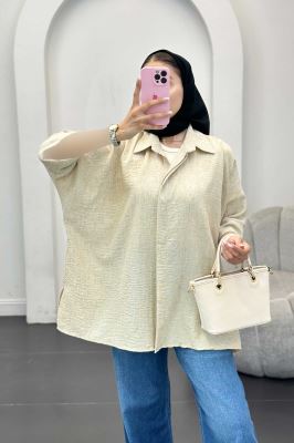 شومیز شانتون برفکی آستین پاکتی مرینوس