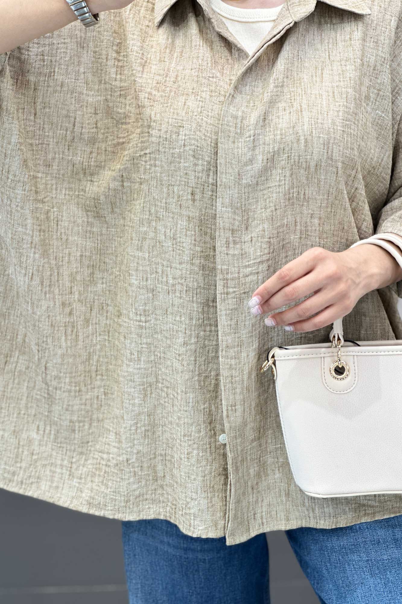 شومیز شانتون برفکی آستین پاکتی مرینوس