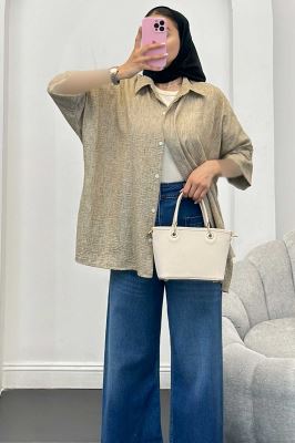 شومیز شانتون برفکی آستین پاکتی مرینوس