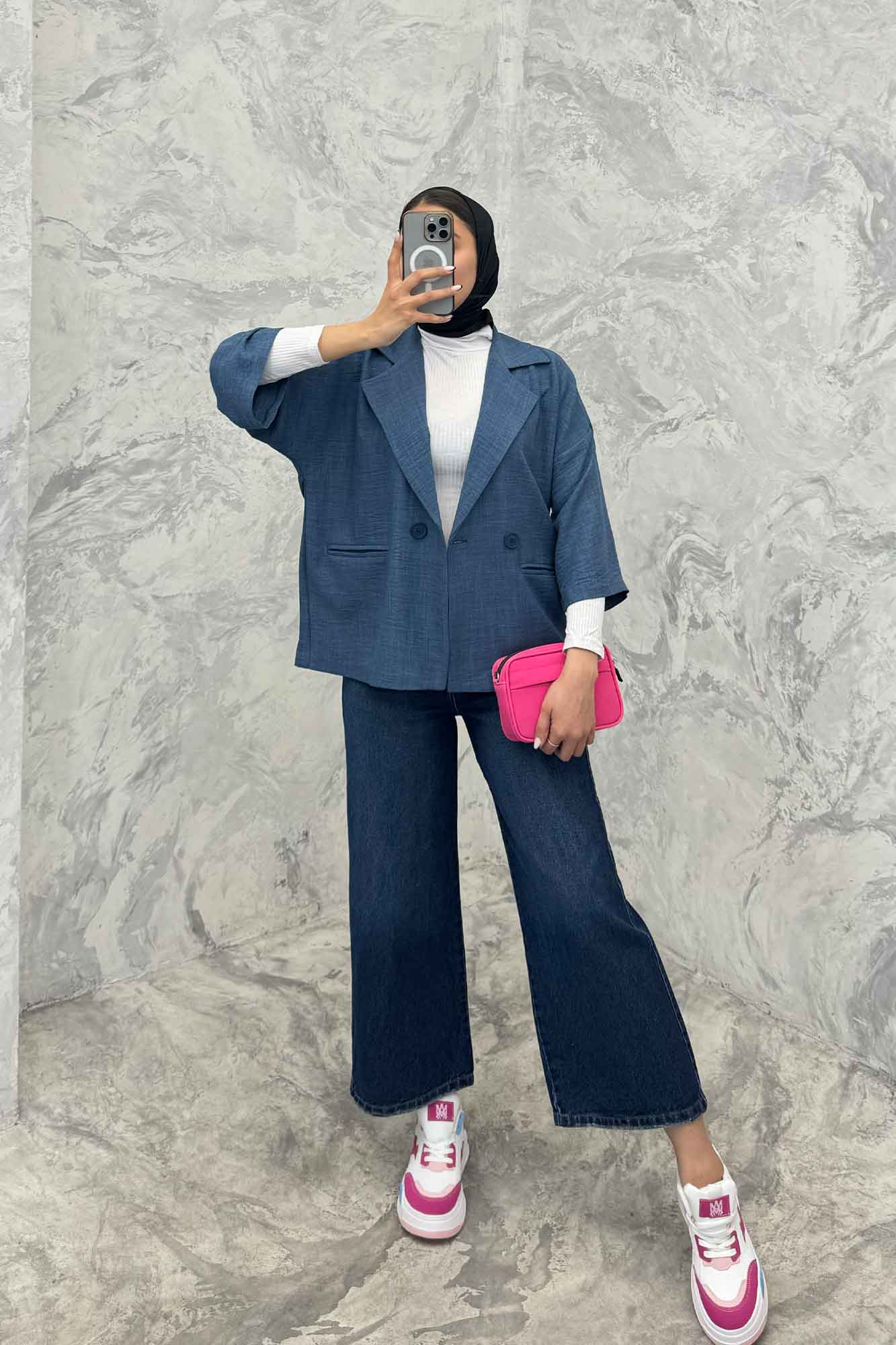 مانتو کتی آستین سه رب یقه انگلیسی شانتونR