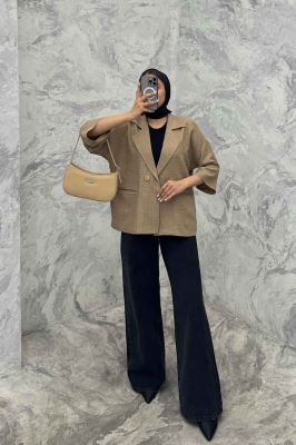 مانتو کتی آستین سه رب یقه انگلیسی شانتونR