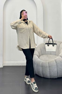 شومیز شانتون برفکی بغل بند دار