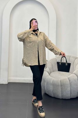 شومیز شانتون برفکی بغل بند دار