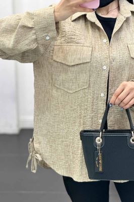 شومیز شانتون برفکی بغل بند دار