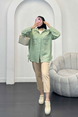 شومیز شانتون برفکی بغل بند دار