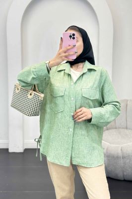 شومیز شانتون برفکی بغل بند دار