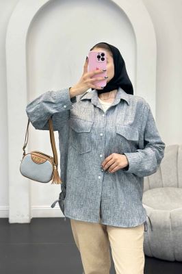 شومیز شانتون برفکی بغل بند دار