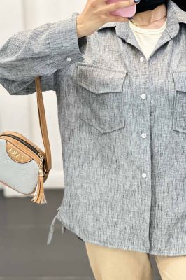 شومیز شانتون برفکی بغل بند دار