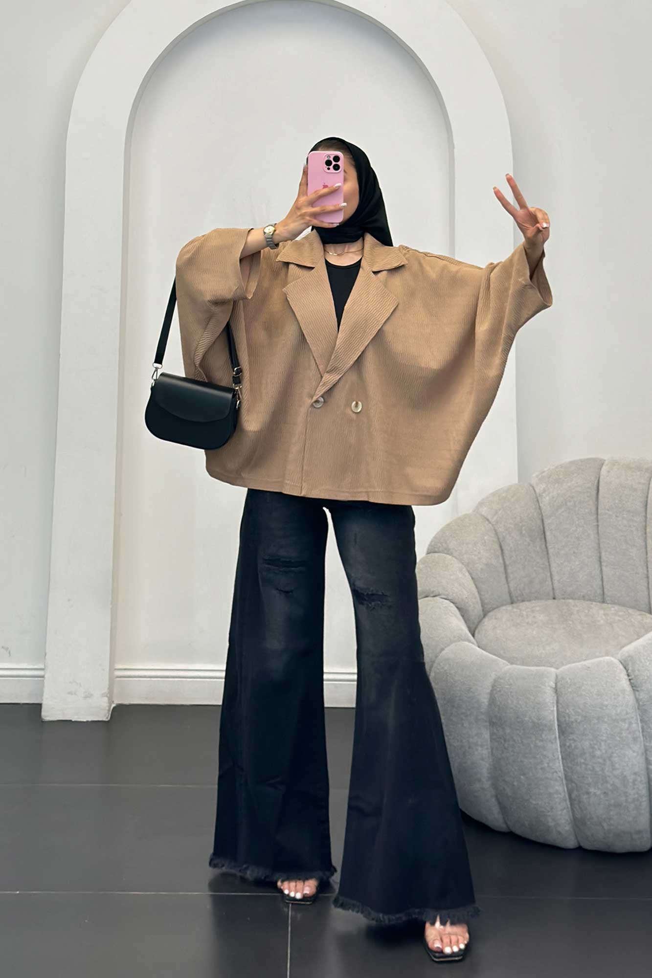 مانتو السا آستین خفاشی مشکات