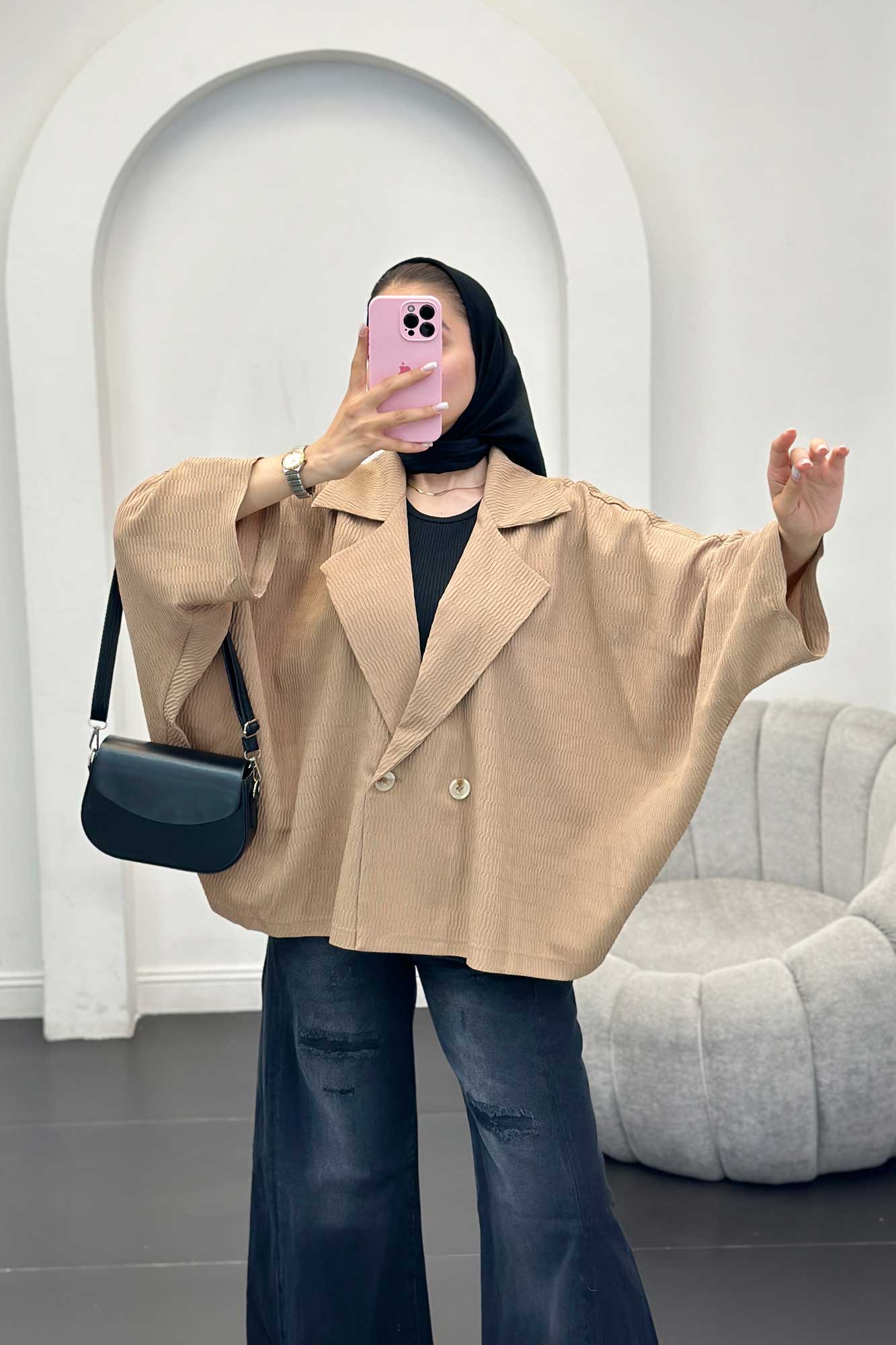 مانتو السا آستین خفاشی مشکات