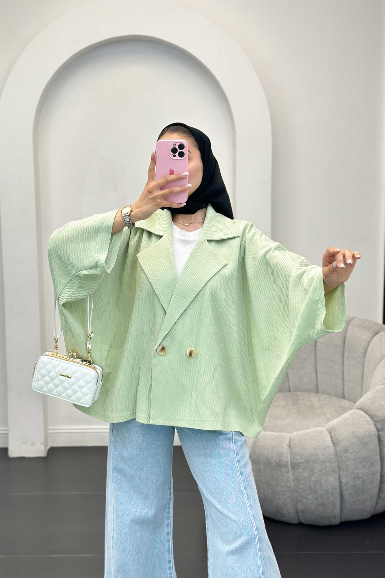 مانتو السا آستین خفاشی مشکات