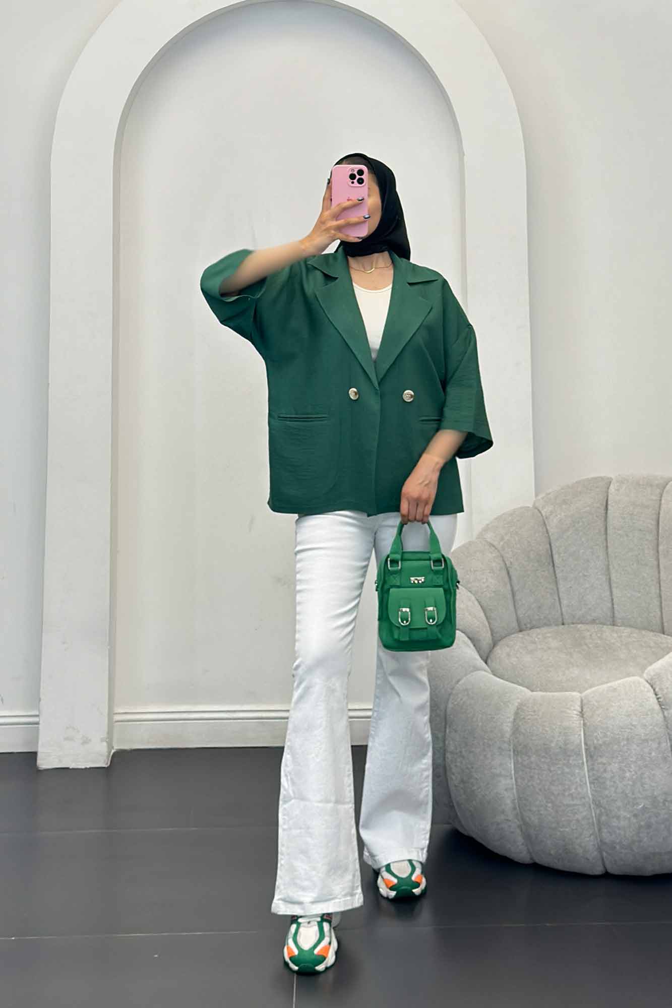 مانتو بابوس دو جیب آستین سه رب