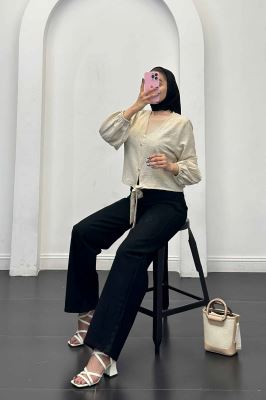 شومیز شانتون برفکی پایین گره