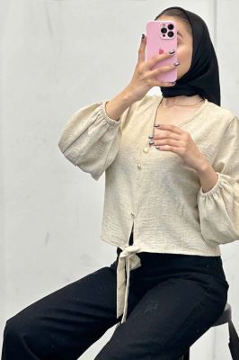 شومیز شانتون برفکی پایین گره