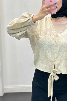 شومیز شانتون برفکی پایین گره