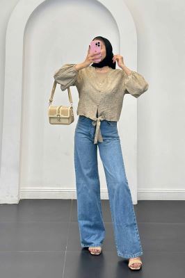 شومیز شانتون برفکی پایین گره