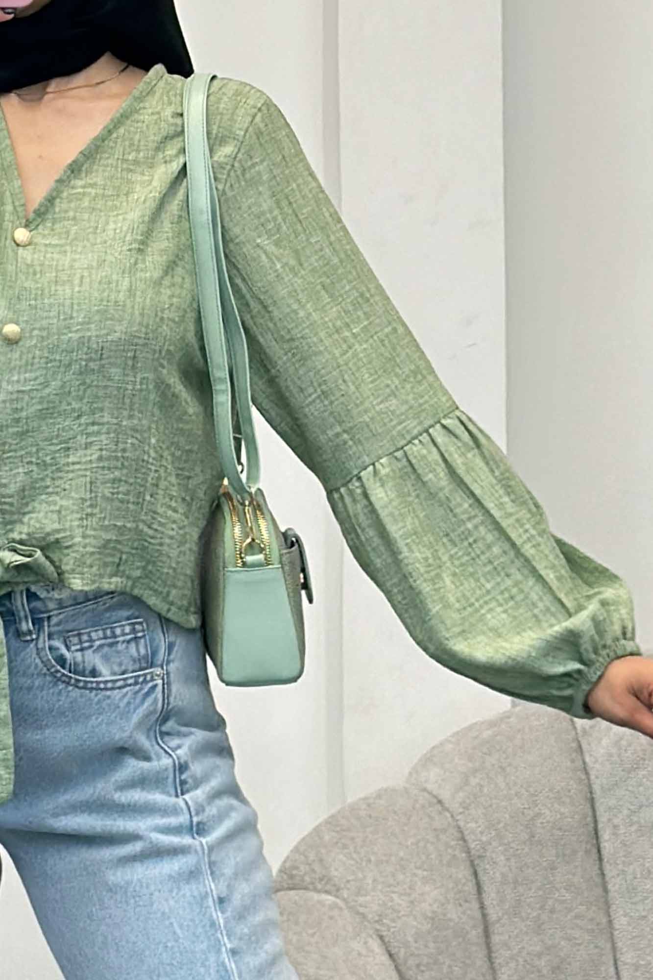 شومیز شانتون برفکی پایین گره