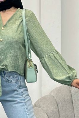 شومیز شانتون برفکی پایین گره