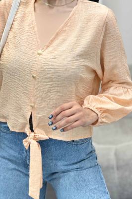 شومیز شانتون برفکی پایین گره